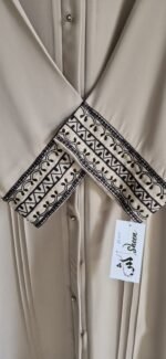 Beige Embroidered Abaya Set with Dupatta - Image 3