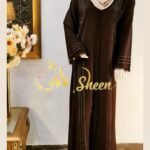 Elegant Contrast Thread Stitch Abaya | Customizable Colors - Image 2