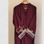 Pleated Cuff Embroidered Abaya