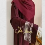 Pleated Cuff Embroidered Abaya - Image 6
