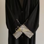 Modern Striped Cuff Front-Open Abaya | Customizable Colors - Image 10