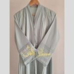 Minimalist Delicate Lace Detailed Designer Abaya Set - Image 5