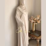 Pearl Embellished Beige Abaya - Image 3