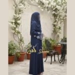 Navy Blue Embroidered Abaya - Image 2