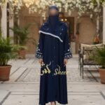 Navy Blue Embroidered Abaya - Image 4