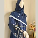 Navy Blue Embroidered Abaya - Image 6
