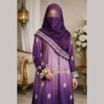 Royal Purple Block Print  Abaya - Image 3