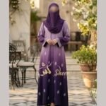 Royal Purple Block Print  Abaya - Image 7