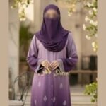 Royal Purple Block Print  Abaya - Image 4