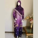 Royal Purple Block Print  Abaya - Image 5