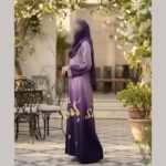 Royal Purple Block Print  Abaya - Image 6