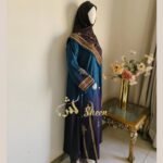 Teal Blue Block Print Abaya - Image 2