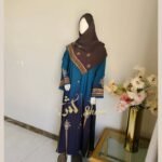 Teal Blue Block Print Abaya - Image 5