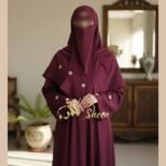 Plum Sheesha Silk Abaya Set