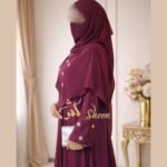 Plum Sheesha Silk Abaya Set - Image 6