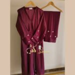 Plum Sheesha Silk Abaya Set - Image 4