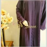 Elegant Contrast Thread Stitch Abaya | Customizable Colors - Image 4