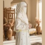 Cream Block Print Abaya - Image 2