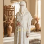 Cream Block Print Abaya - Image 3