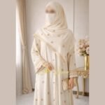Cream Block Print Abaya - Image 4