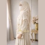 Cream Block Print Abaya - Image 5