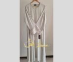 Elegant Front-Zipper Abaya with Contrast Striped Cuffs