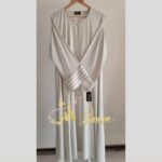 Elegant Front-Zipper Abaya with Contrast Striped Cuffs