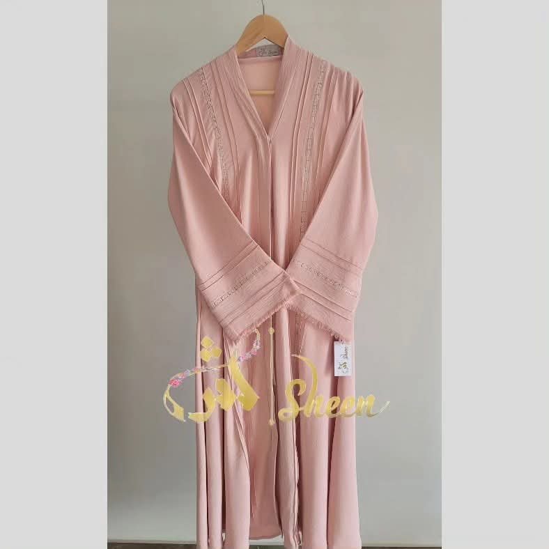 87fc85d2-32f6-4fa3-a831-fbe5afd2aa8a Minimalist Delicate Lace Detailed Designer Abaya Set - Image 1