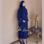 Elegant Royal Blue Beaded Cuff Abaya - Image 2