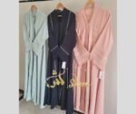 Minimalist Delicate Lace Detailed Designer Abaya Set - Image 3