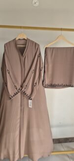 Minimalist Sleeve Embroidery Abaya Set - Image 3