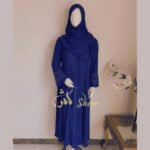 Elegant Royal Blue Beaded Cuff Abaya - Image 4
