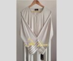 Elegant Front-Zipper Abaya with Contrast Striped Cuffs - Image 3