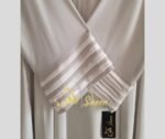 Elegant Front-Zipper Abaya with Contrast Striped Cuffs - Image 5
