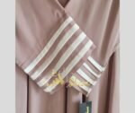 Elegant Front-Zipper Abaya with Contrast Striped Cuffs - Image 6