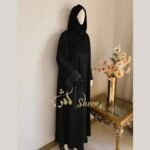 Classic Black Abaya with Beaded Cuffs - Image 3